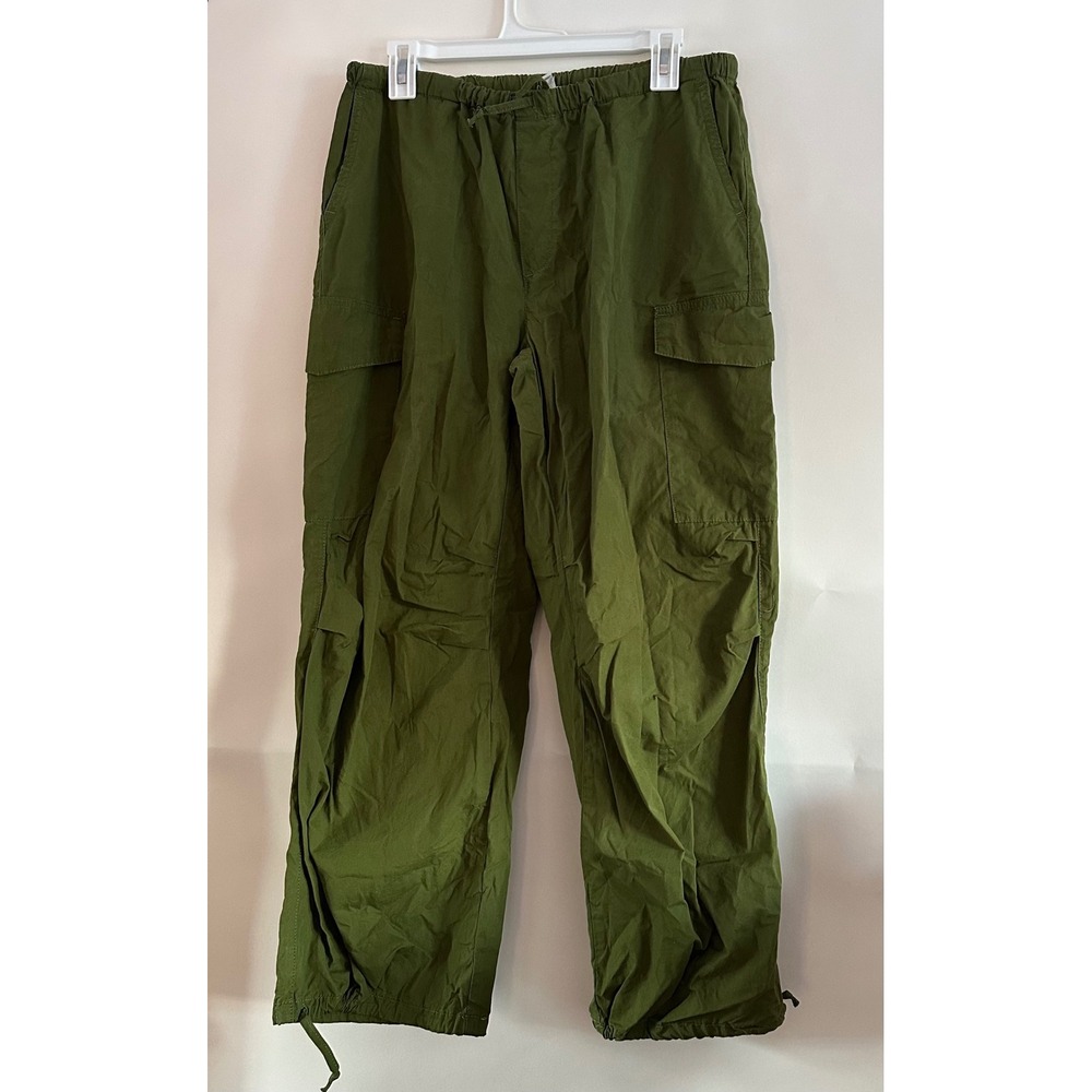 Pilcro Olive Green Cotton Cargo Pants Drawstring Hem Parachute Medium